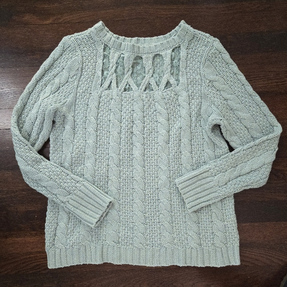 Lace Cable Knit Sweater Feminine Cotton Blend Lauren Conrad Size XL